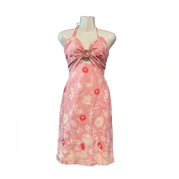 NWT Rare Raissa Floral Shimmer Halter Dress - Picture 1 of 9